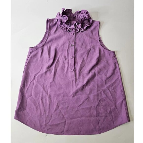 J. Crew Lavender Sleeveless Top Blouse with Ruffle Collar Women's Small - Picture 1 of 6